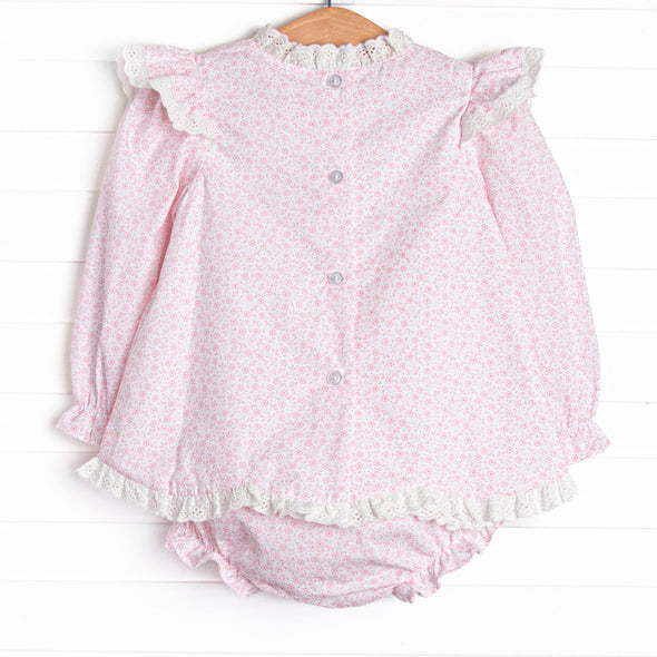 Bleu: Merritt Embroidered Diaper Set, Pink