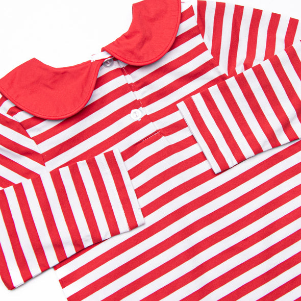 Mouse Ear Magic Applique Short Romper, Red Stripe