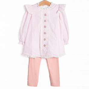 Bleu: Merritt Embroidered Legging Set, Pink