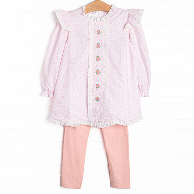 Bleu: Merritt Embroidered Legging Set, Pink