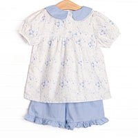 Wishing on Watercolors Ruffle Short Set, Blue