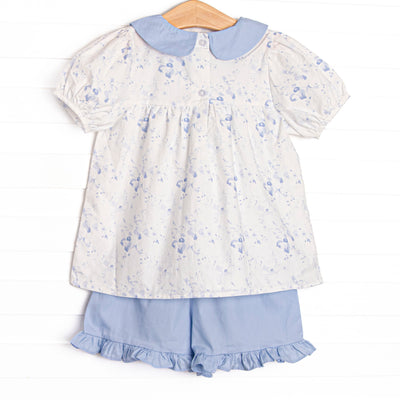 Wishing on Watercolors Ruffle Short Set, Blue