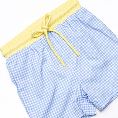 Gulf Gingham Swim Trunks, Blue