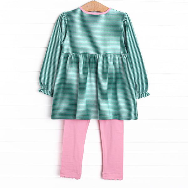 O' Christmas Tree Applique Legging Set, Green