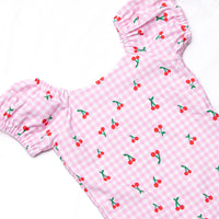 Cherry Sweet Puff Sleeve One Piece, Pink