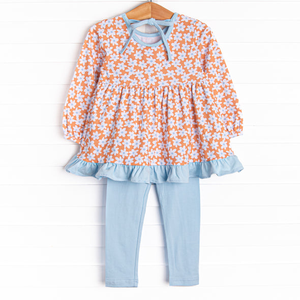 Chrysanthemum Compliments Legging Set, Blue