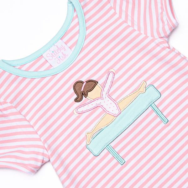 Balance Beam Applique Short Set, Pink