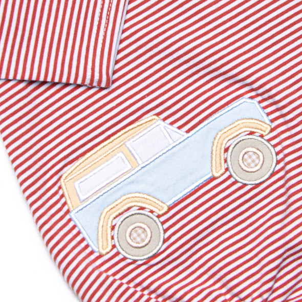 Blue Bronco Applique Bubble, Red