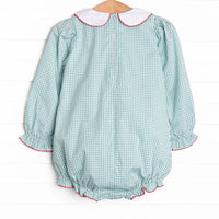 Sweet Sentiments Embroidered Collared Bubble, Green