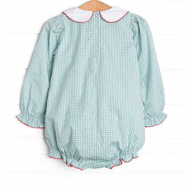 Sweet Sentiments Embroidered Collared Bubble, Green