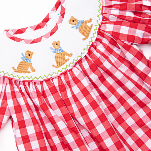 Lovable Lab Smocked Bishop Dress, Red