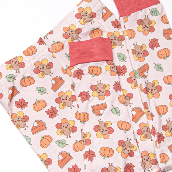Turkeys and Treats Bamboo Pajama Set, Red