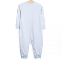 Jurassic Journey Applique Romper, Blue Stripe