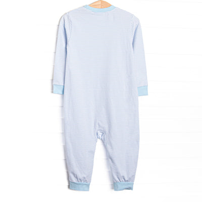 Jurassic Journey Applique Romper, Blue Stripe