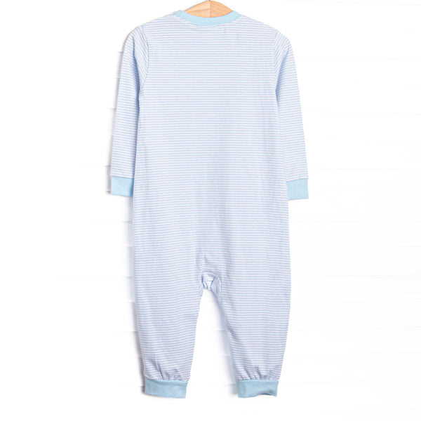Jurassic Journey Applique Romper, Blue Stripe