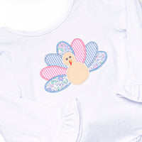 Turkey Blessings Applique Diaper Set, Blue