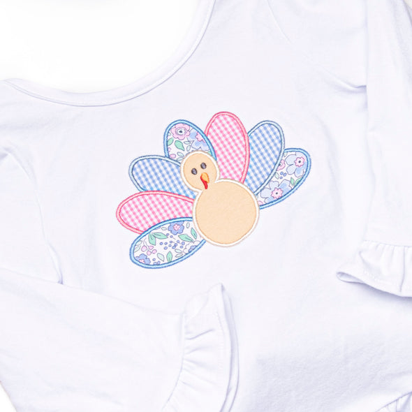 Turkey Blessings Applique Diaper Set, Blue
