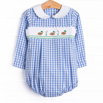 Pond Paddlers Smocked Bubble, Blue