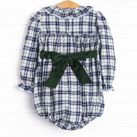 Bleu: Cordelia Smocked Long Sleeve Bubble, Blue