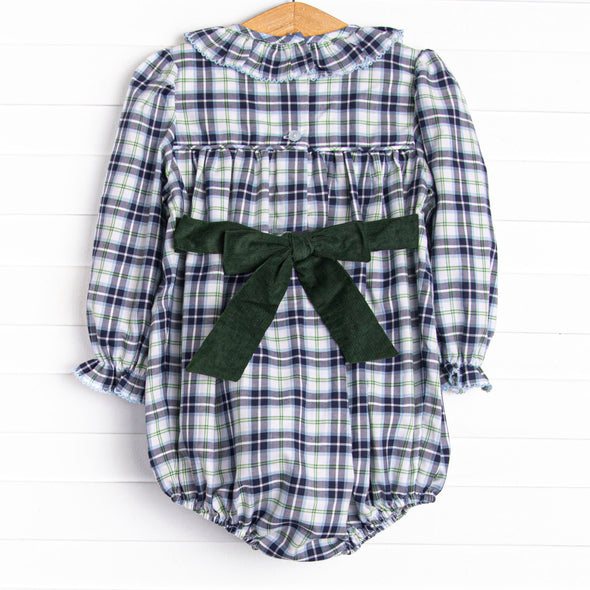 Bleu: Cordelia Smocked Long Sleeve Bubble, Blue