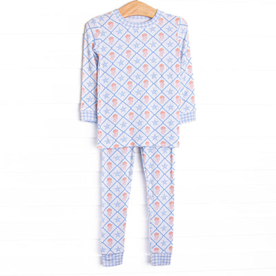 Blue Sea Stinger Bamboo Pajama Set, Blue