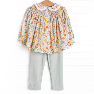 Bushel of Buds Smocked Legging Set, Orange