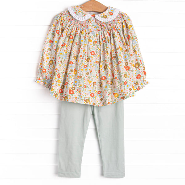 Bushel of Buds Smocked Legging Set, Orange