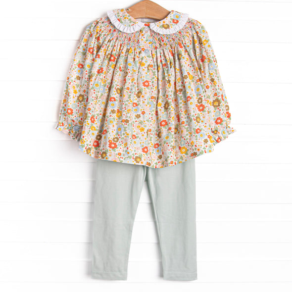 Bushel of Buds Smocked Legging Set, Orange