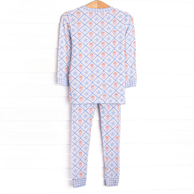 Blue Sea Stinger Bamboo Pajama Set, Blue