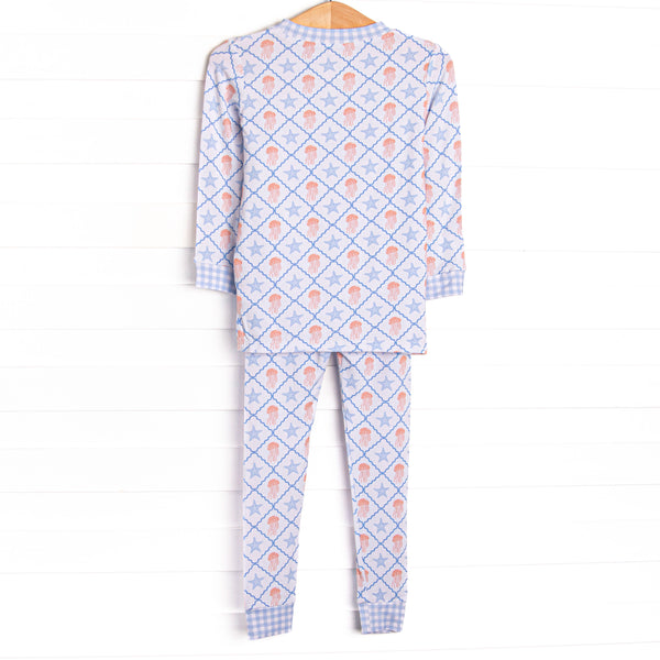 Blue Sea Stinger Bamboo Pajama Set, Blue