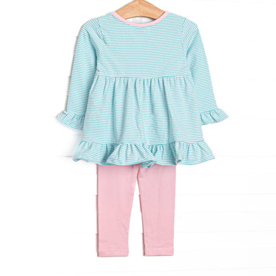 Ribbons and Bows Applique Legging Set, Mint