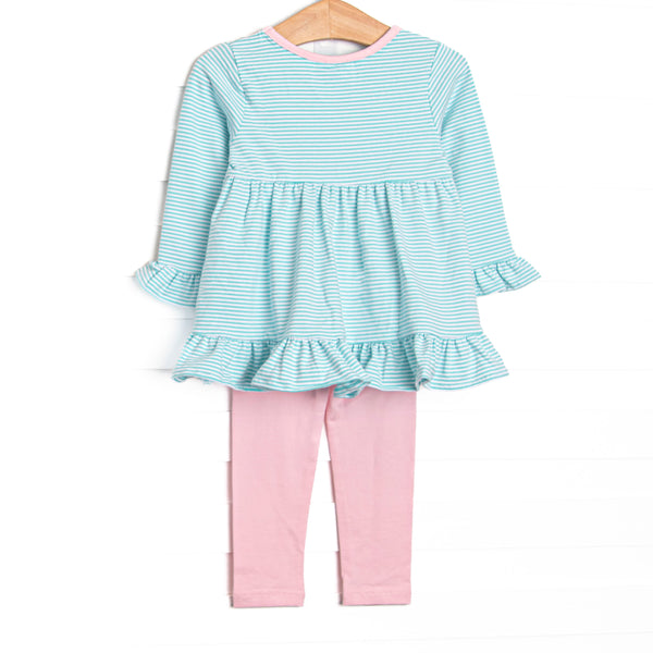 Ribbons and Bows Applique Legging Set, Mint