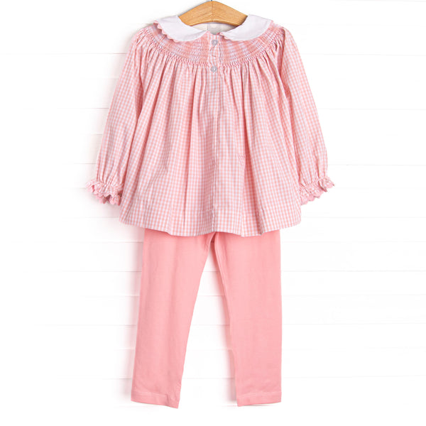 Rocking Horse Rider Smocked Legging Set, Pink Gingham