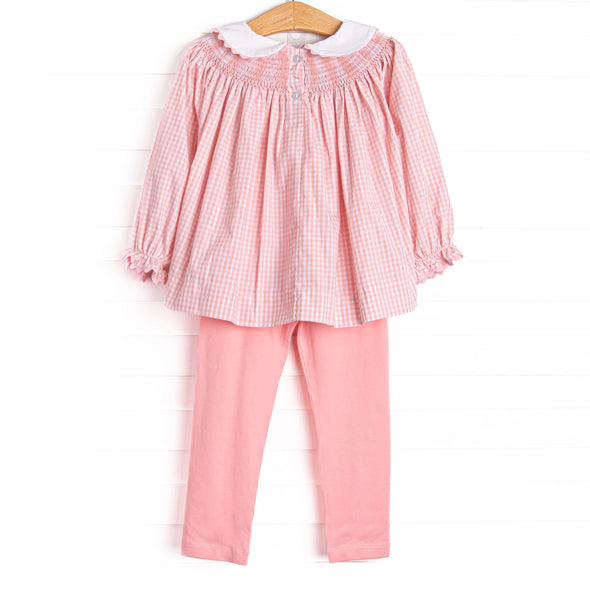 Rocking Horse Rider Smocked Legging Set, Pink Gingham