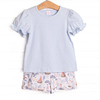 Seafarer Sails Ruffle Short Set, Blue