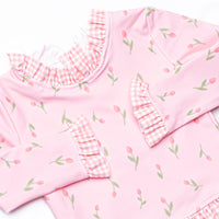 Recital Roses Long Sleeve Rash Guard Bikini, Pink