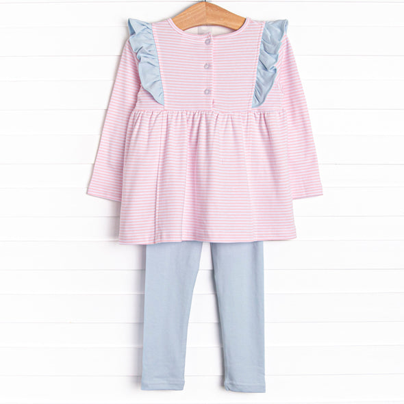 Lillie Flutter Pima Legging Set, Pink Stripe