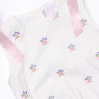 Blue Bundles Embroidered Dress, White