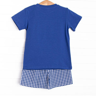 Life is a Highway Smocked Short Set, Blue