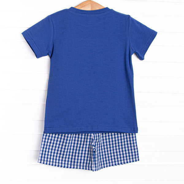 Life is a Highway Smocked Short Set, Blue