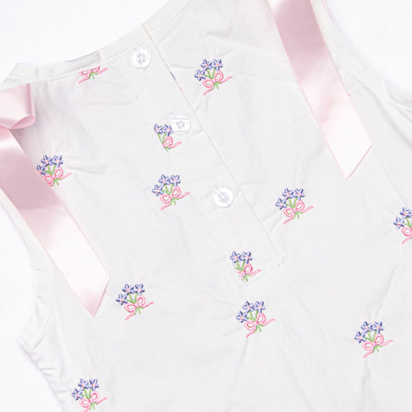 Blue Bundles Embroidered Dress, White