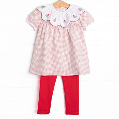Balsam Beauty Embroidered Legging Set, Red