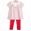 Balsam Beauty Embroidered Legging Set, Red