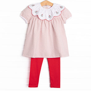 Balsam Beauty Embroidered Legging Set, Red
