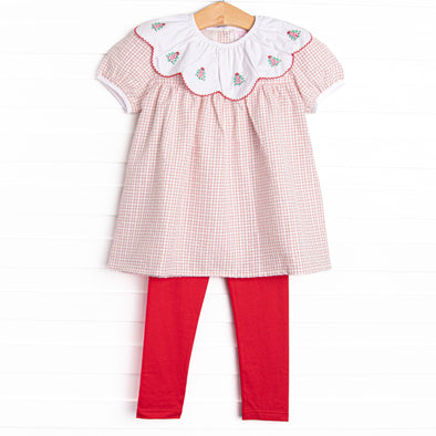 Balsam Beauty Embroidered Legging Set, Red