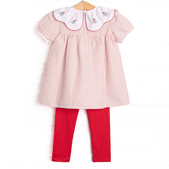 Balsam Beauty Embroidered Legging Set, Red