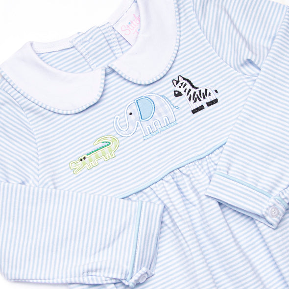 Zoo Park Pals Applique Boy Bubble, Blue