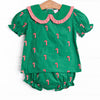 Candy Cane Craze Embroidered Diaper Set, Green