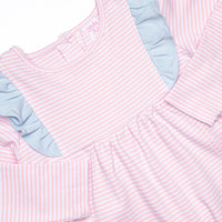 Lillie Flutter Pima Legging Set, Pink Stripe