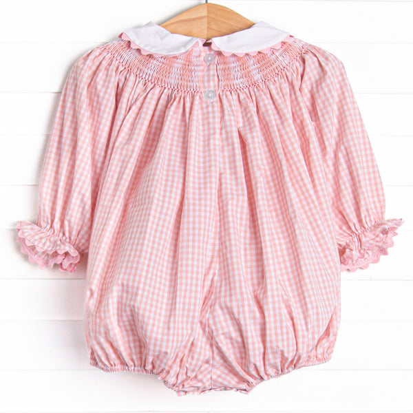 Rocking Horse Rider Smocked Bubble, Pink Gingham